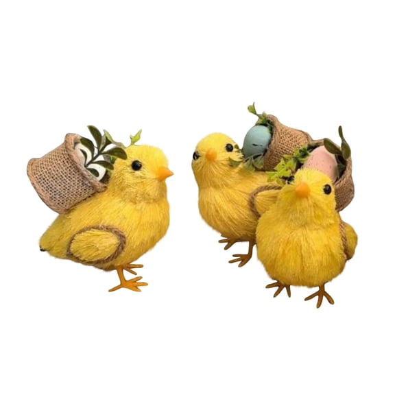Yanxiao 3-Piece Easter Chicken Plush Set, 3.5 Inches Mini Chicken Stuffed Animal, Cute Yellow Chicken Toy, Adorable Plushies for Kids Age 3 Easter Decor & Playtime