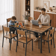 thumbnail image 5 of 7-Piece Kitchen Dining Table Set, MDF Wood Kitchen Table and Chairs for 4-6 People with Storage Rack, for Small Space, Apartment, Space-Saving, Patio - Rustic Brown, 5 of 12