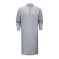 thumbnail image 4 of Long Sleeve Shirts for Men, Mens Kaftan Thobe Button Down Casual Henley Shirts Long Sleeve Robe Cotton Linen Muslim Gown Shirt, 4 of 6