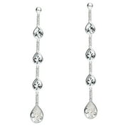 AeraVida Vintage Classic Stacked Teardrops Sparking Cubic Zirconia Sterling Silver Evening Wear Post Drop Dangle Earrings Jewelry Gifts for Women