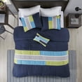thumbnail image 3 of Mi Zone Twin/Twin XL All Season Comforter Set with Decor Pillow 3-Piece Geometric Stripes Navy, 3 of 5