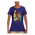 thumbnail image 1 of Trippy California Redwoods Forest Fox Silhouette | Womens Fashion Graphic T-Shirt, Purple, Small, 1 of 4
