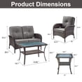 thumbnail image 2 of Opohoro 5-Piece Outdoor Conversation Set with Lounge Chairs, Patio Loveseat, Coffee & Side Tables, Brown/Gray, 2 of 14