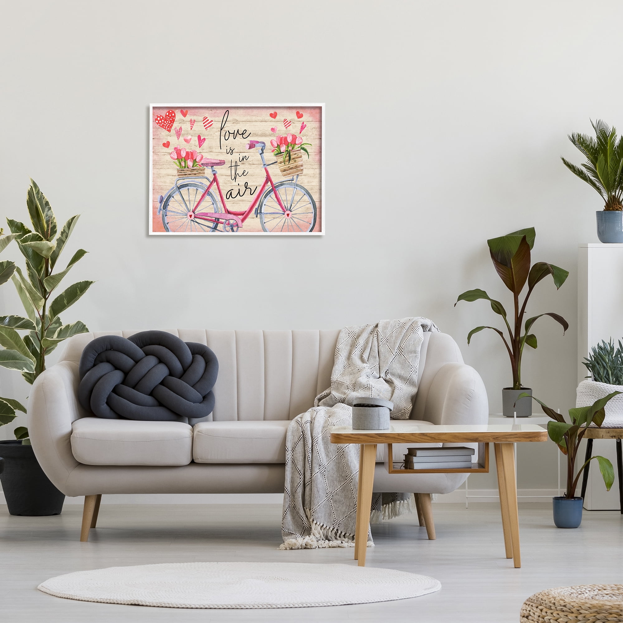 Stupell Love In The Air Tulip Bike Basket Holiday Painting White Framed Art Print Wall Art