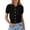 Black, variant on Womens Knit Cardigans Round Neck Short Sleeve Button-Front Cropped Comfortable Casual Everyday Summer Tops Brown XL