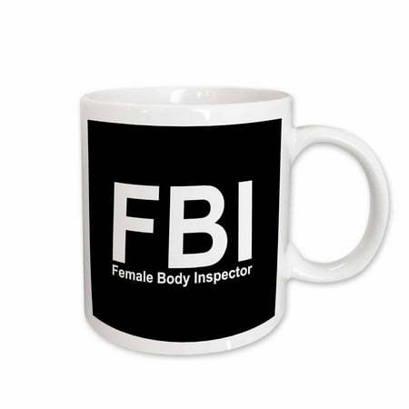

3dRose FBI Female Body Inspector Black Ceramic Mug 11-ounce