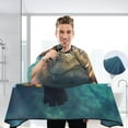 thumbnail image 3 of JSTEL Hippo Animal Waterproof Barber Cape for Men Women Beard Shaving Bib Apron Professional Hair Cutting Cloth, 65 x 55 inch, 3 of 6