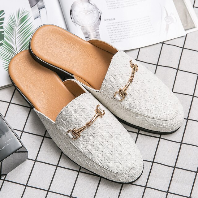 Luxury Business Designer Italian Men Half Shoes Brand Patent Leather Mens  Casual Shoes Loafers Coiffeur Mules Slides Slippers - Walmart.com