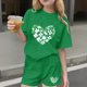 thumbnail image 2 of Vestido de manga corta para niños Día de San Patricio impreso de dos piezas Conjunto de cuello redondo con pantalones cortos, blusa de manga corta, 2 of 6