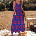 thumbnail image 3 of Red Circles On Blue Sleeveless Dress Loose Women's Dress Dresses Luxury Evening Dresses, 3 of 9