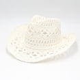 thumbnail image 4 of Yjmei Outdoor - Sombreros de vaquero occidentales para hombre y mujer, sombrero de paja tejido a mano, transpirable, color negro, 4 of 4