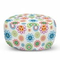 thumbnail image 1 of Modern Pouf Cover with Zipper, Colorful Style Inspired Patterns with Flower Like Images Art, Soft Decorative Fabric Unstuffed Case, 30" W X 17.3" L, Multicolor, by Ambesonne, 1 of 5