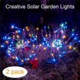 thumbnail image 3 of 2 Pack Solar Firework Lights Plug in Ground, 90LED 8 Modes Solar Garden Colorful Lights, Starburst Lights for Pathway, Patio, Lawn, Backyard, Christmas Party Decorative(Color), 3 of 9