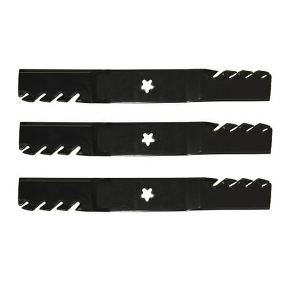 (3) Toothed Mower Blades Fits Poulan Pro Riding Mowers 54" Deck 187255 187254 187256