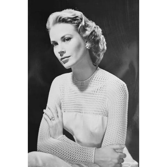 Grace Kelly B&w 24x36 Poster Arms Folded Studio Pose