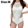 thumbnail image 2 of Women One Piece Mesh Tummy Control Swimsuit High Neck Halter Cutout Swimwear, 2 of 5