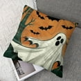 thumbnail image 7 of Happy Halloween Decorative Throw Pillow CoversTrick or Treat Spooky Ghost Boo Orange Black Outdoor Pillowcase, Skull Spider Web Bat Funny Holiday Cushion Case Home Decor, 7 of 7