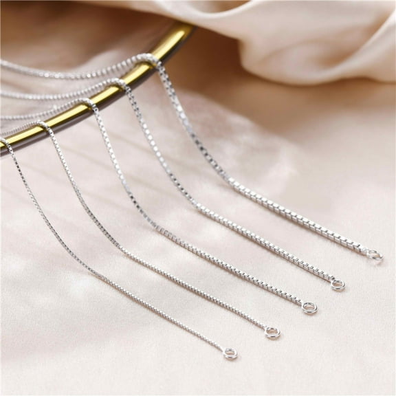 Sterling Silver Box Chain Necklace, Stamped 925 Italy 16 "Inch