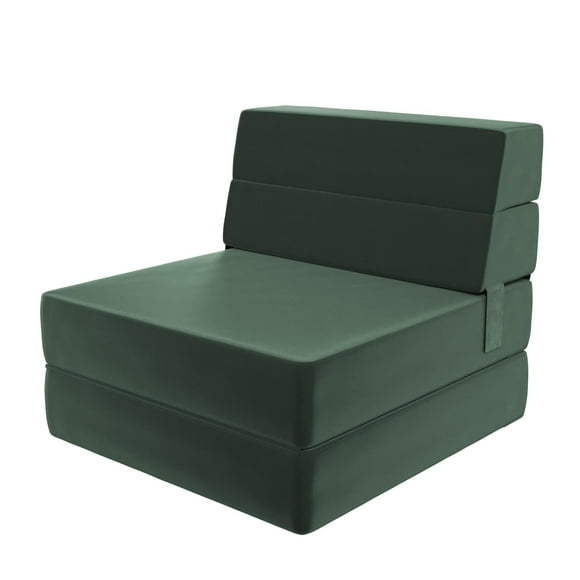 Novogratz The Flower 5-in-1 Modular Chair and Lounger Bed, Bottle Green Velour