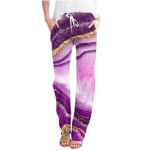 LEBONYARD Womens Casual Wide Leg Pants High Waisted,Pants for Women Plus Size,Women Casual Pants Straight Leg Drawstring Elastic Waist Loose Comfy Trousers with Pockets Multicolor S