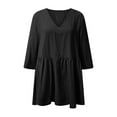 thumbnail image 5 of Fanxing Summer Linen Work Tops for Women Trendy Button Down V Neck Boho Long Tunics Tops S-2XL, 5 of 6