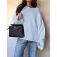 thumbnail image 4 of Suéter Holgado de Cuello Redondo y Larga Abullonada para Mujer. Azul M, 4 of 7