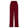 thumbnail image 6 of pstuiky Womens Pants Casual, Solid Color Athletic Long Straight Leg Drawstring High Waisted Trousers with Pockets Simple Womens Trousers Red XXL, 6 of 9