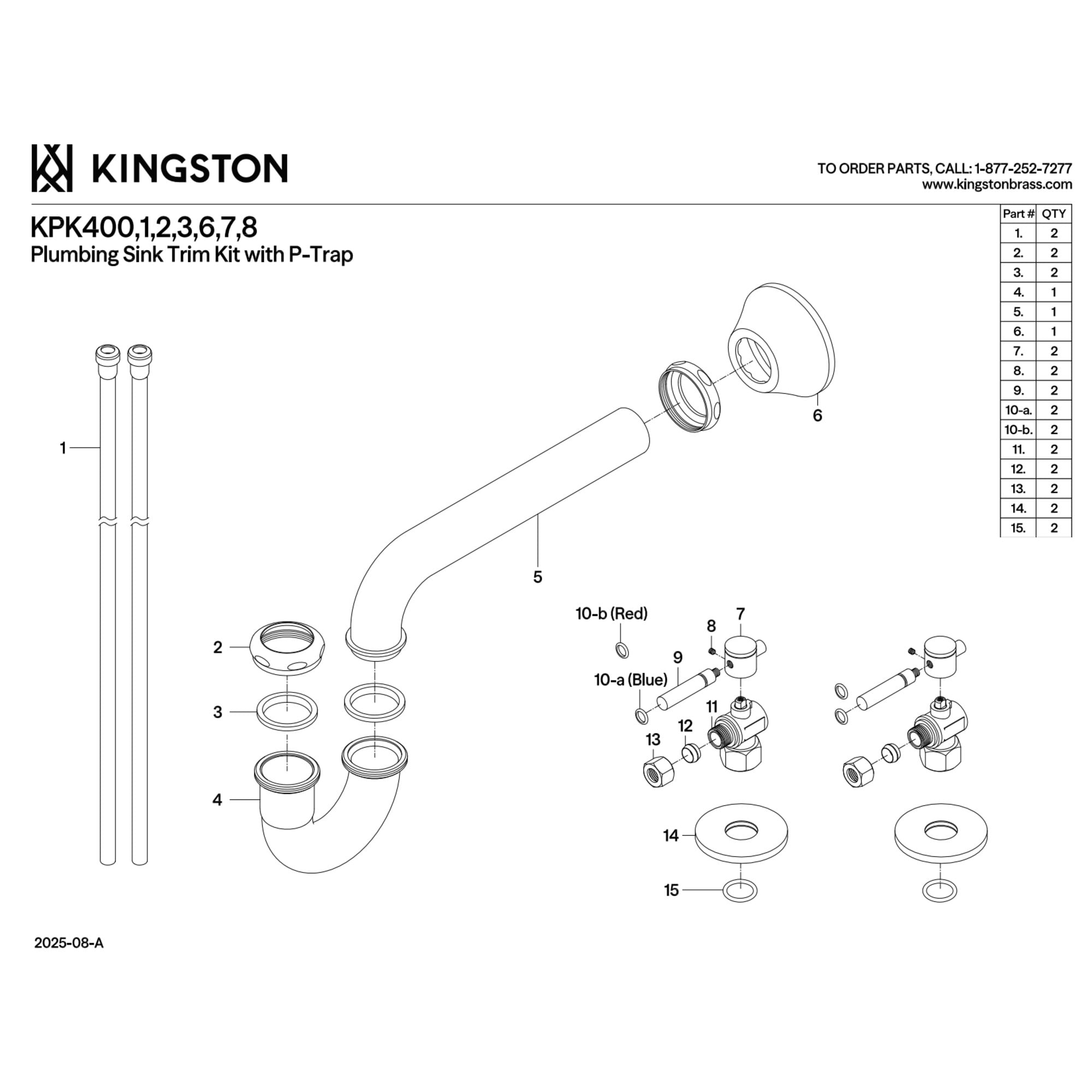 Kingston Brass KPK403 Concord Bathroom Plumbing Supply Kit, 1/2" NPT Female Inlet x 3/8" O.D. Compression Outlet, Antique Brass