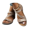 thumbnail image 2 of Domuza Womens Wedge Sandals, Adjustable Strap Open Toe Casual Comfort Sandals, Lightweight Non-Slip Summer Walking Shoes Beige 6.5（EU-37）, 2 of 5