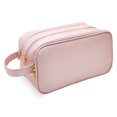 thumbnail image 1 of Bolsa de maquillaje esencial de viaje para mujer, accesorios de viaje, bolsa de maquillaje de cuero impermeable, esencial para dormitorio, 1 of 7