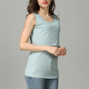 Fengqque Maternity Summer Comfort Tank Top Sleeveless Summer Solid Round Neck Sexy Casual Tops Maternity Tank Top