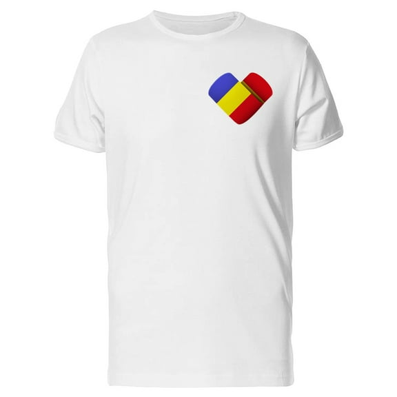 I Love Romania Heart Flag T-Shirt Men -Image by Shutterstock, Male 3X-Large