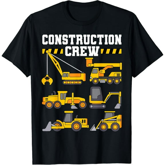 Construction Crew Worker Excavator Shirt Toddler Boys Girls T-Shirt