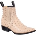 thumbnail image 1 of The Western Shops Men’s Leather Cowboy Ostrich Quill Print Short Ankle J Toe Boot, 1 of 1