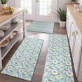 thumbnail image 2 of Lightblue Daisy Flower Green Dots Pattern Kitchen Rugs Sets Of 3,Kitchen Runner Rugs Non Skid Washable,Decorative Kitchen Floor Mats for Kitchen,Sink,Laundry,17"x30"+ 17"x47" + 17"x59", 2 of 6