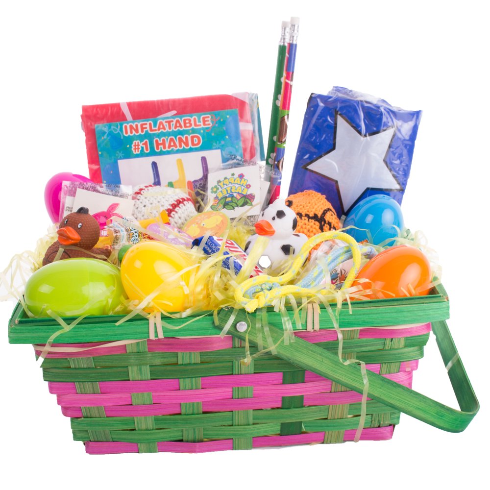 Assorted Sports Theme Boys Filled 30pc 10" Easter Basket Gift Set, Yellow Black