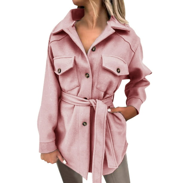 nsendm Womens Coat Adult Female Clothes Women S Outerwear Jacket Womens Casual Lapel Shacket Jacket Long Sleeve Single Breasted Trench Coat Maternity