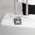 thumbnail image 5 of PhooArto 2 Pcs Cute Owl with Sunglasses Luggage Tag for Suitcases, Leather Baggage Tags Identifiers for Travel, Stainless Steel Loop Name ID Label for Women Bag Backpack, 5 of 6