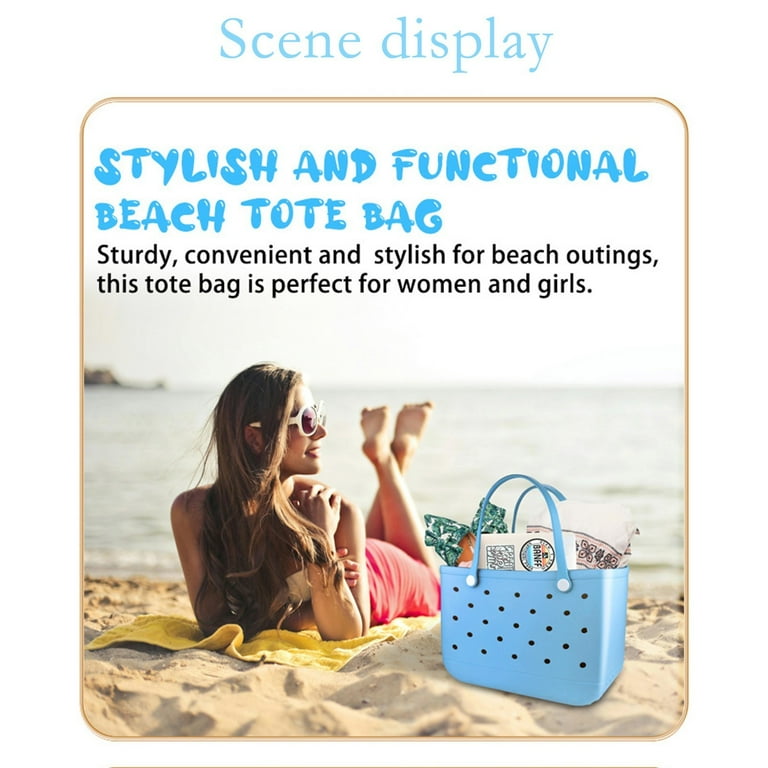 INGWHW Rubber Beach Bag-Beach Rubber Tote Bag,Waterproof Washable Durable Open Beach Tote Bag for The Sports Beach Pool
