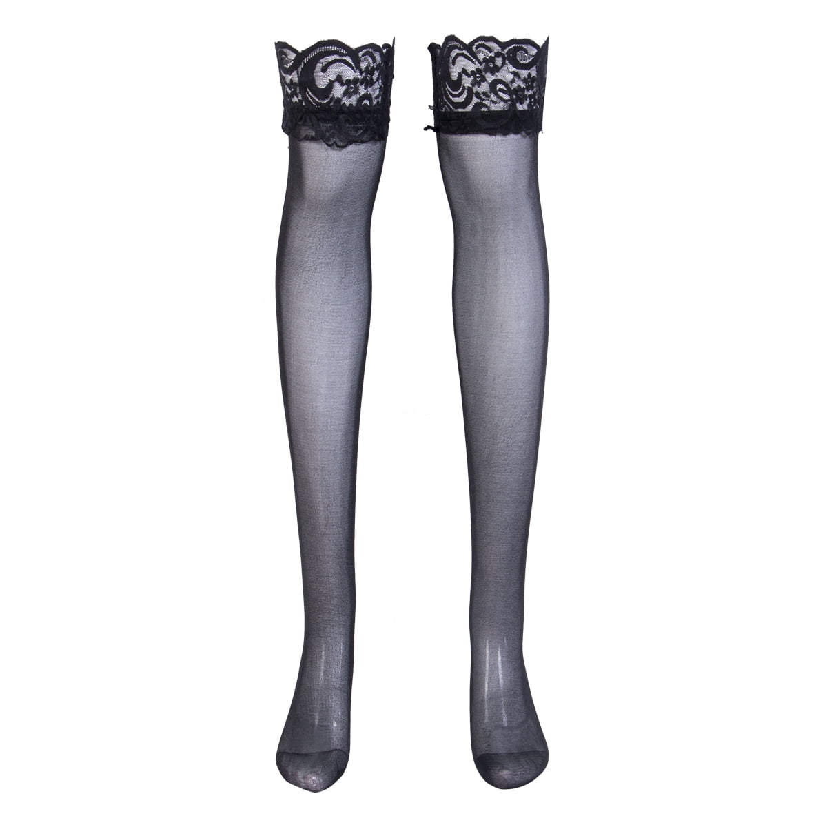 Women Sexy See Through Sheer Mesh Lace Stay Up Hold Ups Over Knee Long Thigh High Stocking 