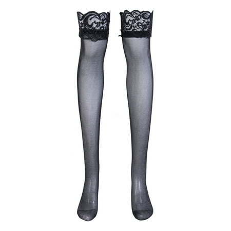 

Puloru Women Lace Ultra-thin Hold-ups Stockings Thigh Highs Border Knee High Stockings