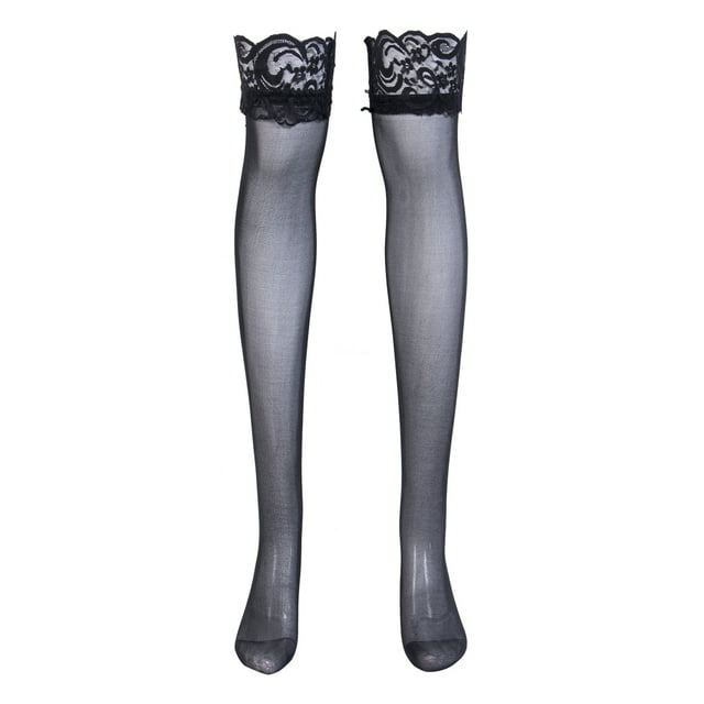 Gupgi Bas Cuisse Femme Bord Genou Bas Dentelle Transparente Chaussettes