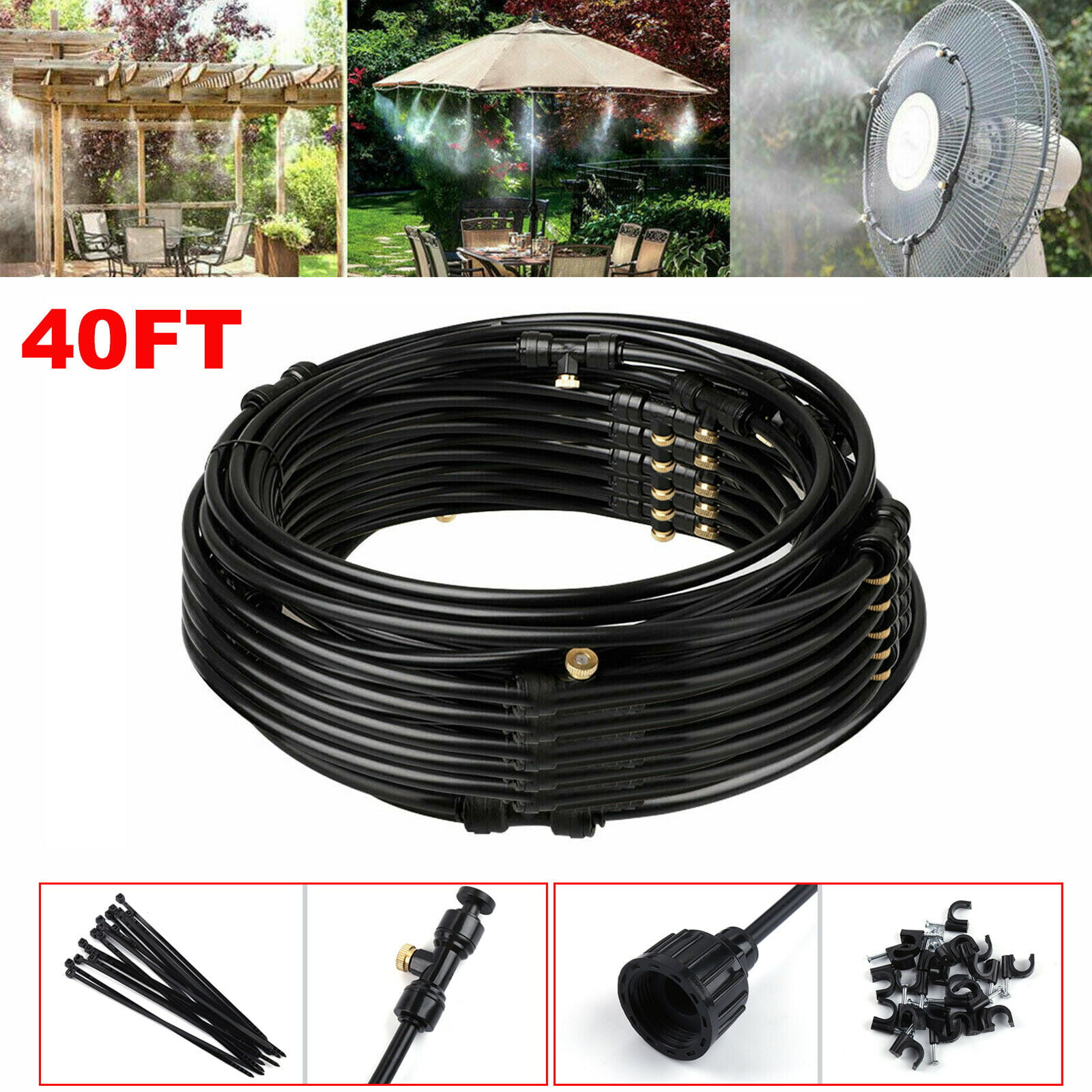 Outdoor Misting Cooling System Garden Irrigation Water Misting Nozzles Set Hose 
