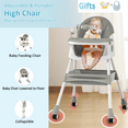 thumbnail image 2 of JieC 3 in 1 Baby High Chair, Foldable Baby Feeding Chair, for Infants and Toddlers 0-24 Months, Gray, 2 of 9