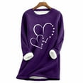 thumbnail image 4 of zaveiop Women's Winter Warm Sherpa Lined Fleece Crewneck Pullover Sweatshirt Loungewear Tunic Tops Underwear (Dark Purple, S), 4 of 4