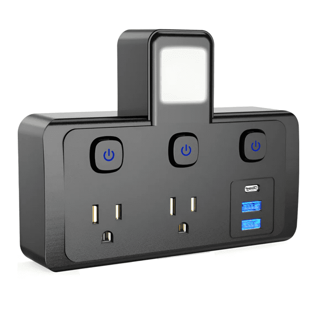 Multicontactos Usb, Interruptor Independiente Y Luz Nocturna Malubero Negro
