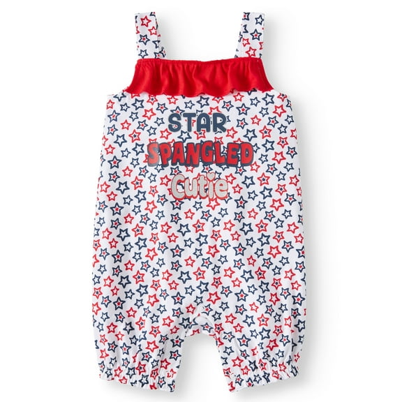 Baby Girls Patriotic Star Spangled Cutie Bodysuit Romper