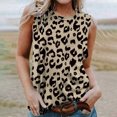 thumbnail image 2 of Usmixi Womens Tank Tops Leopard Print Round Neck Sleeveless Shirts Plus Size Casual Summer Racerback Vest Blouse Khaki M Up to 65% off, 2 of 5