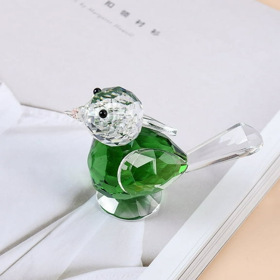 1PCS 2inch Crystal Bird Ornament Figurine Decor Glass Bird Statue Ornaments Art(Green）