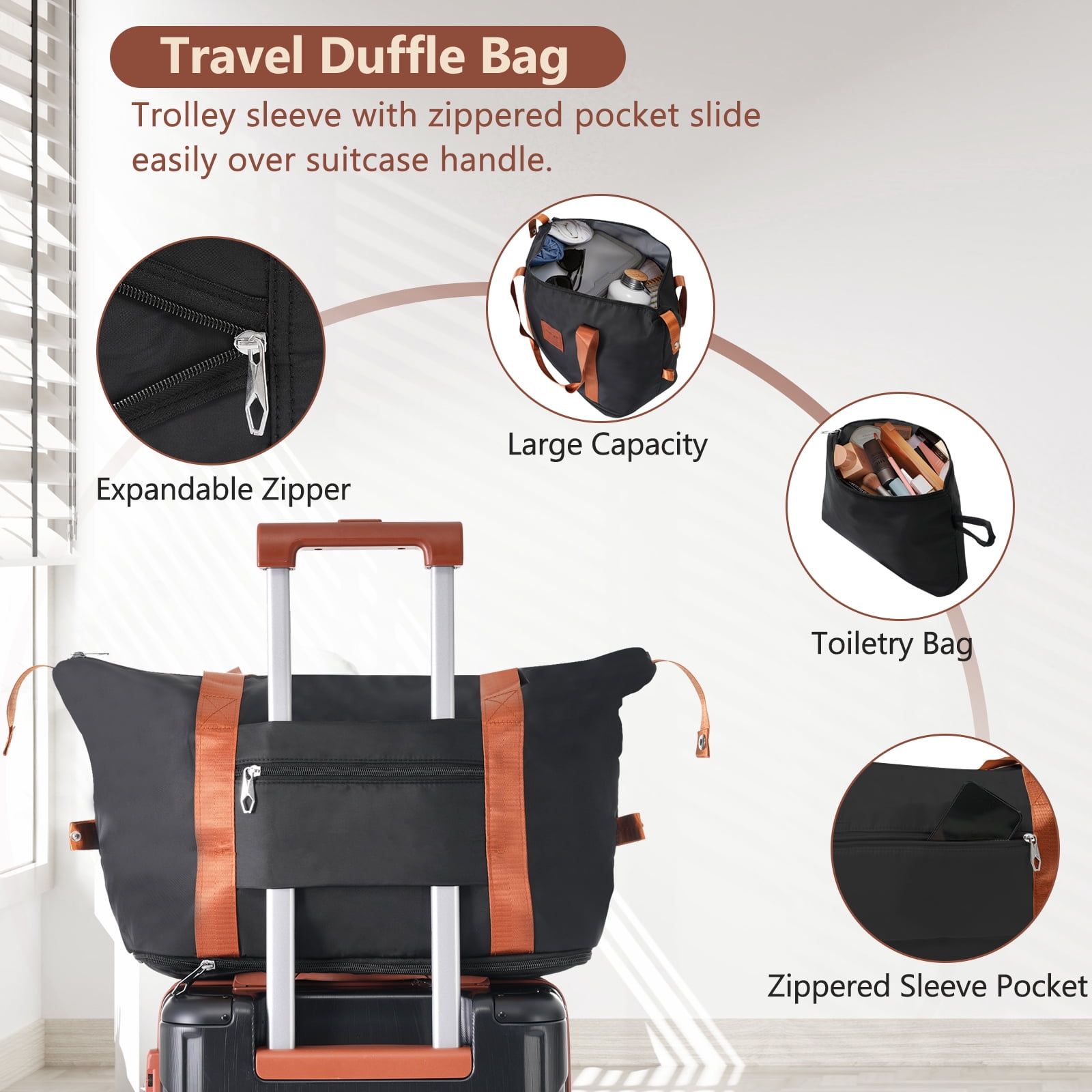 EUROCO Luggage Sets 3 Piece Carry-on Suitcases with Spinner Wheels and TSA Lock,Hardside 20" Family Travel Suitcase Set for Men Women,Black Brown